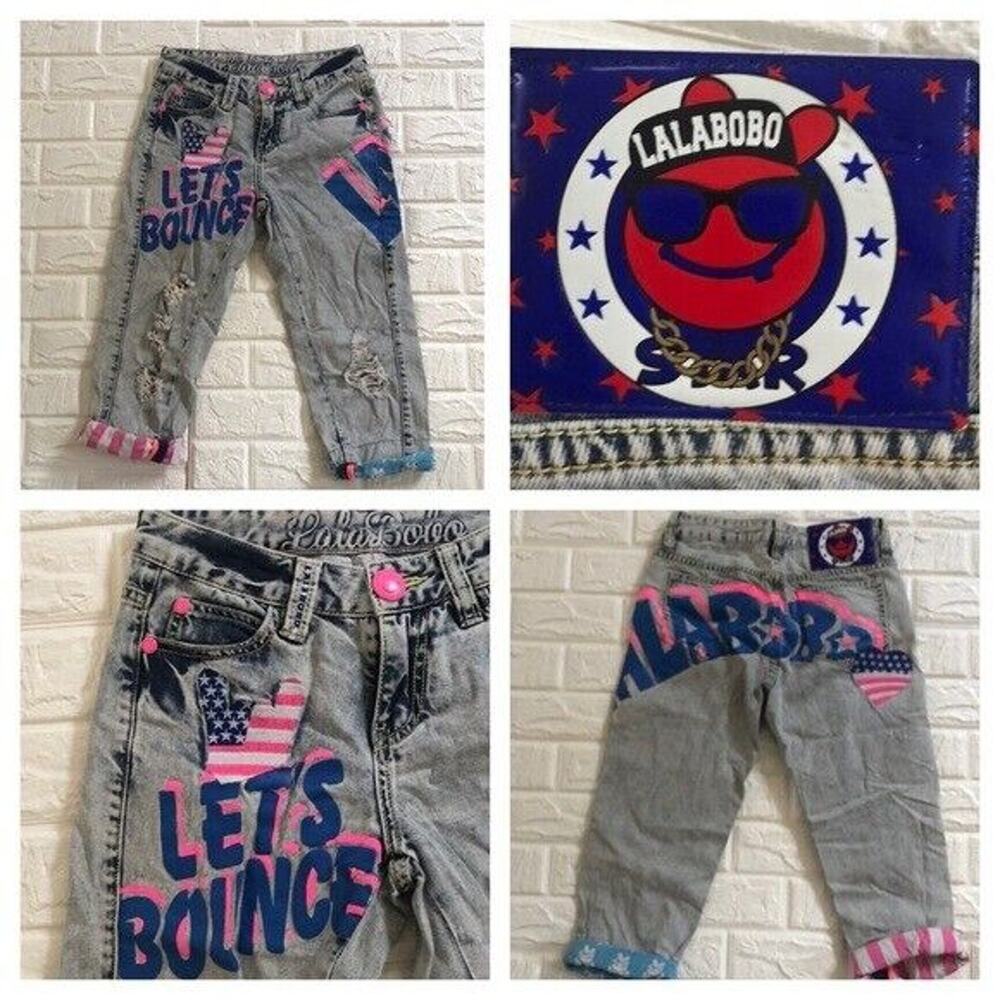 Vtg Malabo graphic spray paint 90’s Splatter graffiti jeans Y2K Juniors‎ 0 24